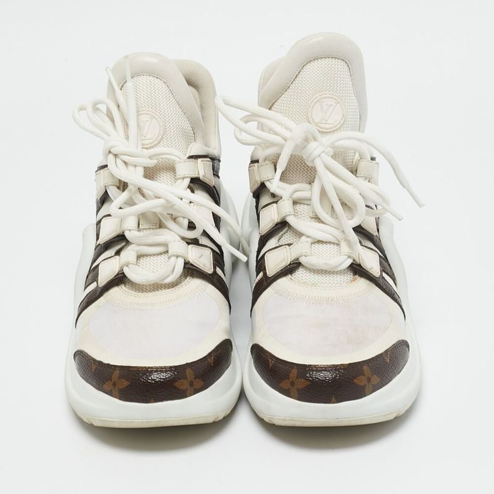 Louis Vuitton White Mesh Leather And Monogram Canvas Archlight Sneakers Size 37 - Picture 3 of 7